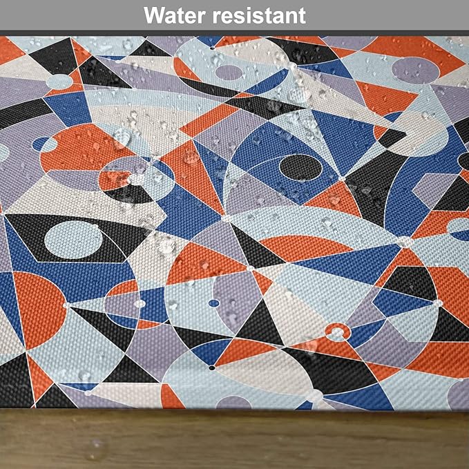 Ambesonne Mid Century Place Mats Set of 4, Mosaic of Various Shapes and Colors Modern Style Complex and Grid, Washable Fabric Placemats for Dining Table, Standard Size, Blue Orange
