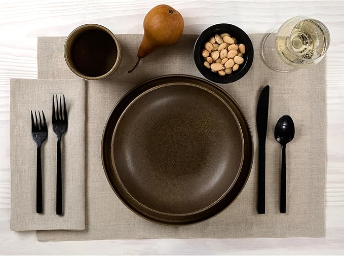 Solino Home Linen Natural Placemats Set of 6-100% Pure Linen Placemats 14 x 19 Inch for Spring, Easter - Fete