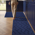 hicorfe Kitchen Rugs and Mats Sets,2 Pieces Super Absorbent Polypropylene Non-Slip Rug,Soft Comfort Floor Mat,Washable for Kitchen,Hallway,Office,Sink,Laundry(24" x 35"+24" x 35",Navy Blue)