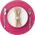 Round Placemats Set of 12 Woven Placemats Washable Braided Table Mats for Dining Table Heat Resistant Non-Slip Circle Place Mats(Pink)