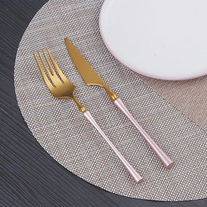 40 Piece Gold Silverware Set for 10，Durable 18/8 Stainless Steel Flatware Set Slim Waist Blue Handle Cutlery Set Utensils Include Spoons Knifes Forks Kitchen Wedding Restaurant