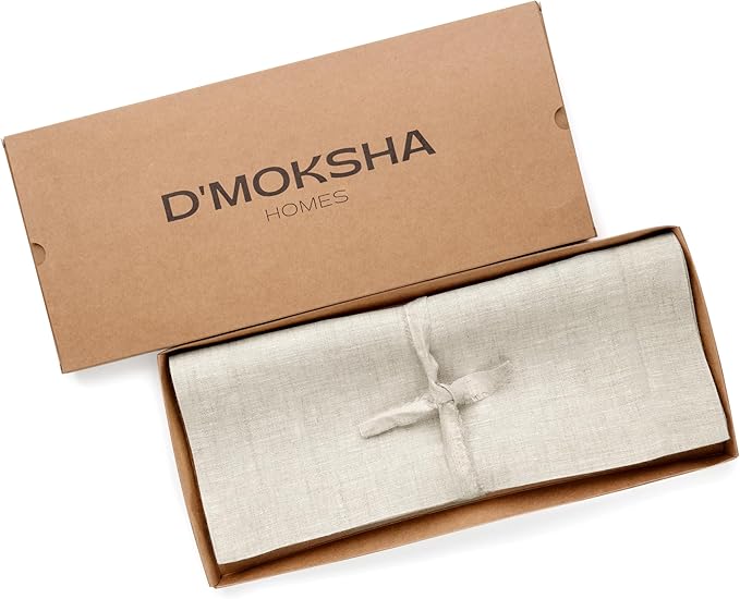 D'Moksha Homes Linen Placemats 14 x 19 Inch - Light Natural Placemats Set of 4-100% Pure Linen Table Place Mats for Valentines, Spring, Easter - Handcrafted and Machine Washable