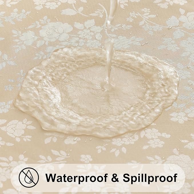 Smiry Rectangle Table Cloth, Waterproof Heavy Duty Vinyl Tablecloths, Wipeable Washable Table Cover for Kitchen and Dining Room (Beige, 54" X 108")