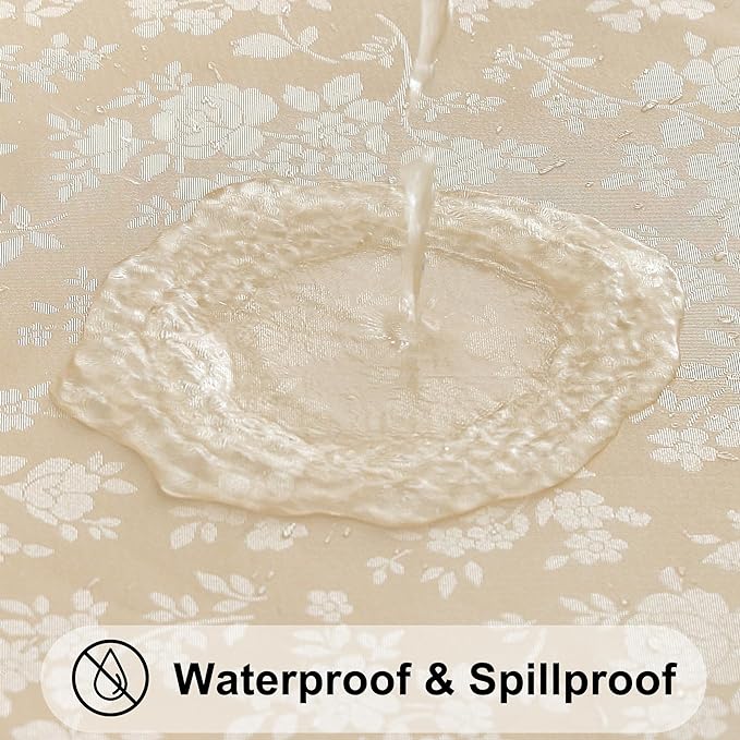 Smiry Rectangle Table Cloth, Waterproof Heavy Duty Vinyl Tablecloths, Wipeable Washable Table Cover for Kitchen and Dining Room (Beige, 70" X 90")