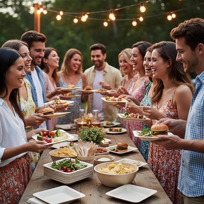 400 Pack Disposable Square Palm Leaf Bowls, Heavy Duty Serving Dishes, Natural Friendly Alternative to Paper or Bamboo Tableware for Parties, Weddings, BBQ & Catering, 4.3inches