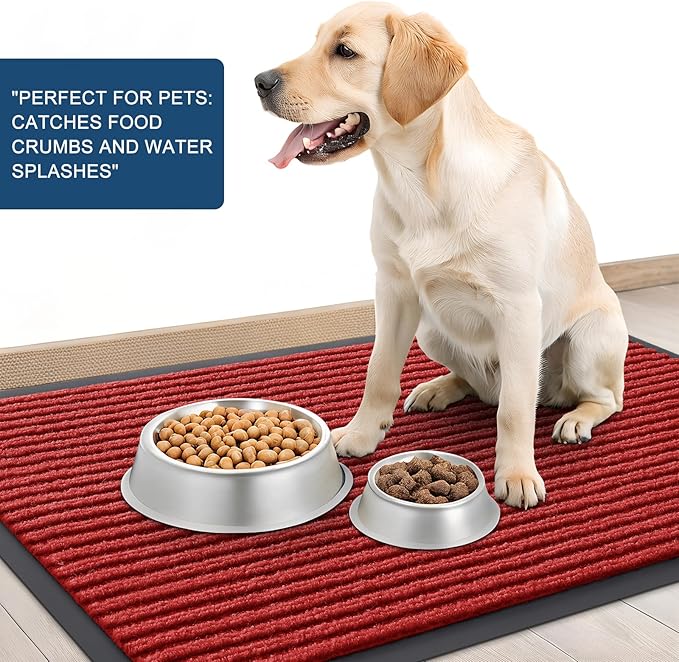 OLANLY Front Door Mat Indoor Outdoor Entrance, Waterproof Heavy Duty Doormat, Fade Resistant, Low Profile, Easy Clean Patio Porch Welcome Floor Mats for Entry, 71x47, Red