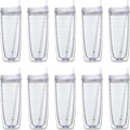 DISCOUNT PROMOS Tall Orbit Acrylic Tumblers 20 oz. Set of 10, Bulk Pack - Perfect for Iced Coffee, Soda, Other Hot & Cold Beverages - Clear