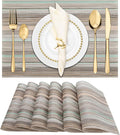 Winknowl Placemats Set of 6, Heat Resistant Non-Slip Vinyl Woven Table Mats for Dining Table, Washable Durable Elegant Place Mats for Kitchen Indoor/Outdoor Use (Teal Green)
