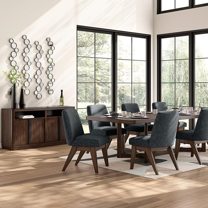 Signature Design by Ashley Kendamor Contemporary Dining Server with Open Cubby and Adjustable Shelves, Dark Brown