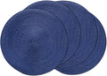 AHHFSMEI Round Braided Placemats 15 Inch Round Table Mats for Dining Tables Natural Woven Heat Resistant Place mats Set of 4 (Navy Blue,4)