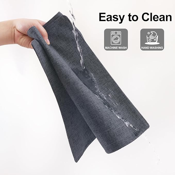 Homaxy Cloths Placemats for Dining Table Set of 4, Heat Resistant Washable Cotton Linen Blend Table Mats, Easy to Clean Place Mats for Indoor Outdoor Party Kitchen Decoration, 13" x 19", Charcoal Gray