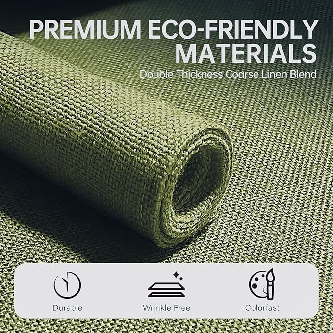 Blue Forest Placemats Set of 8, Dual-Layered Thickened Faux Linen Table Mats Heat Resistant Machine Washable Wrinkle Free Place Mats for Kitchen Dining Outdoor/Indoor (Grass Green)