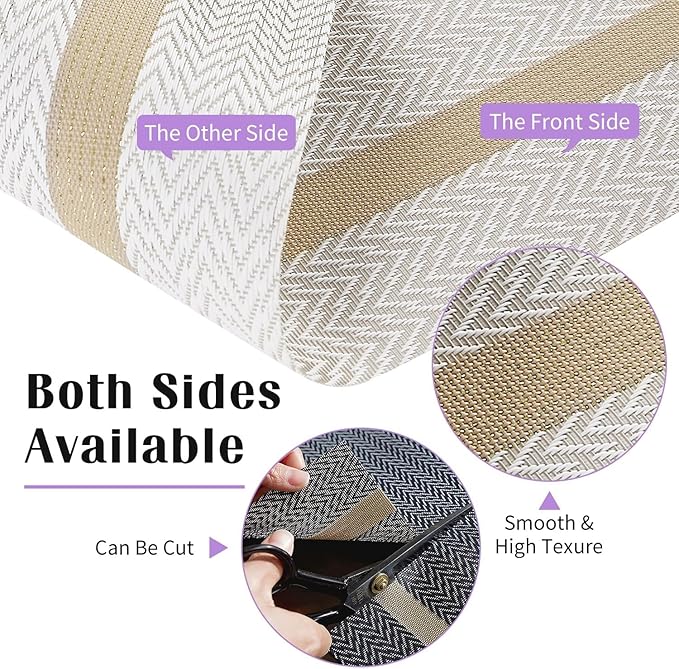 FAVE Placemats Set of 12 White Placemat Woven with Golden Thread Vinyl Placemats for Wedding, Banquet, Birthday, Party, Restaurant Decorations(White, 12"x18"-12PCS)
