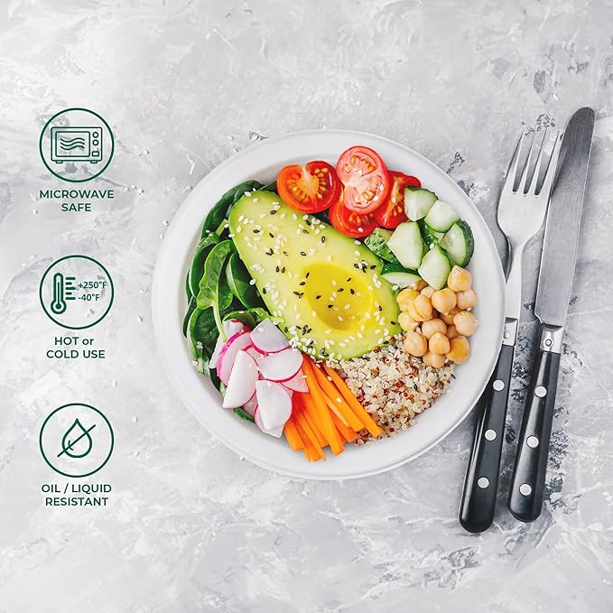 Freshware Paper Bowls - Disposable 16 oz. Soup Bowl, 1000 Pack Biodegradable Sugarcane Fiber Serving Bowls - Heavy Duty Bagasse for Hot Food Plates - Microwave & Freezer Safe, Stackable Dinnerware