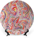 Ceramic Display Plate, Abstract Ceramic Hanging Decorative Plate, Mix of Colors Messy Dirty Look Artistic, 6 Inch, Household Custom Ceramic Plate, Multicolor