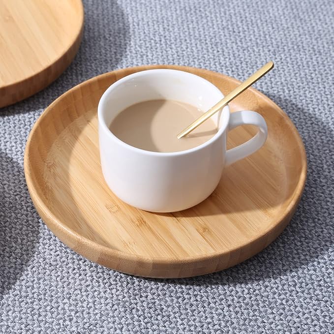Bamboo Plates 7.5Inch Round Bamboo Plates Reusable Dinner Plates Tableware Set of 3 Wooden Plate Lightweight Dishes Snack, Dessert, Unbreakable Classic Plate