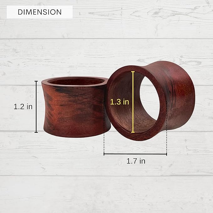 Wooden Napkin Rings Set of 12 Handmade Napking Holders for Dining Tableware, Thanksgiving, Party, Table Décor (Concave)