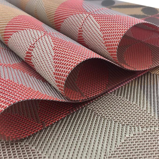 Gugrida Heat-Resistant & Stain Resistant Anti-Skid Woven Vinyl Table Mats - Non-Slip Kitchen Table Mat Set of 6-30x45 cm (Green)