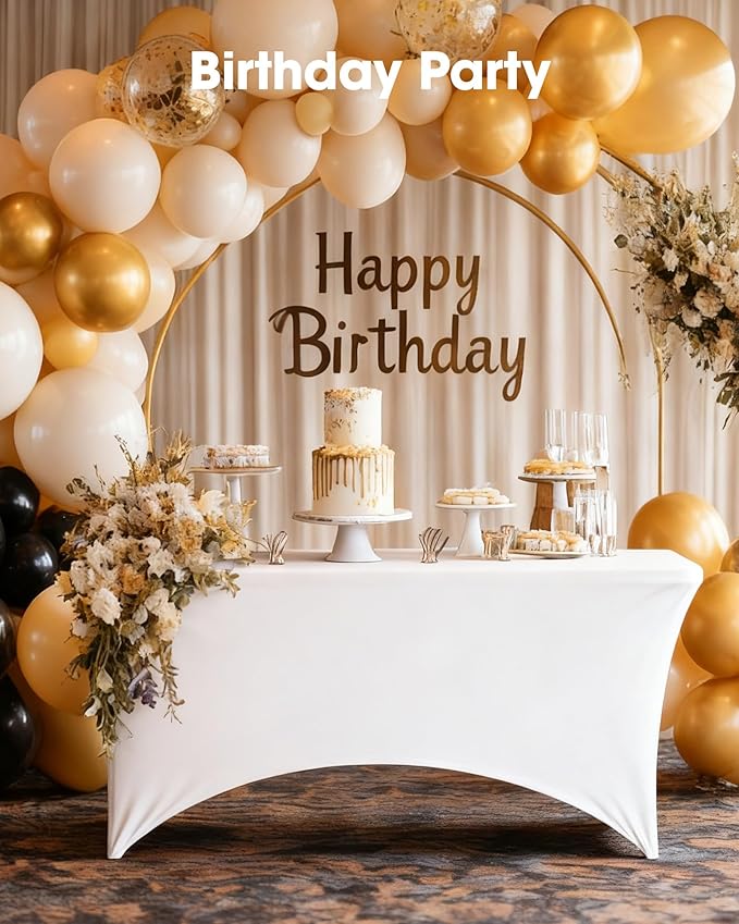 Pureegg Spandex Tablecloth 6ft - 6 Pack, Fitted and Tight Cloth for Rectangle Table, Wrinkle-Free and Stretch Table Cover for Party, Wedding, Banquet and Birthday, White