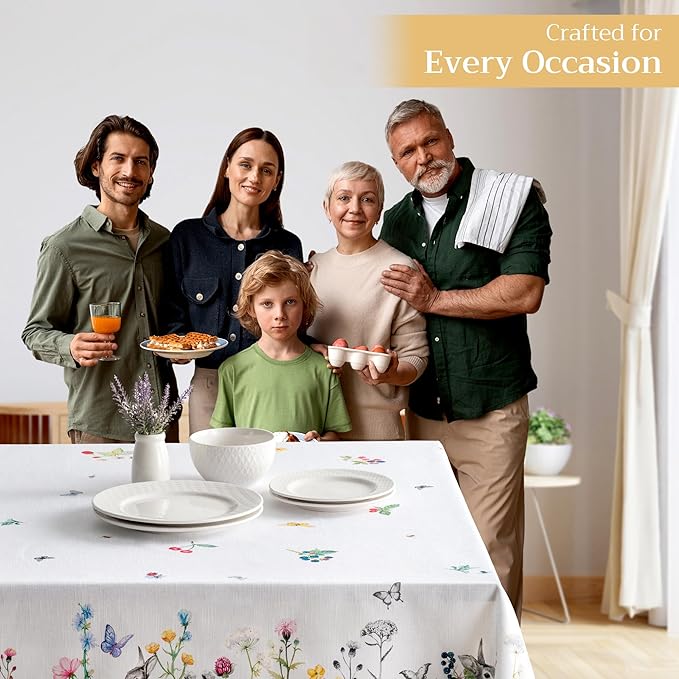 Maison d' Hermine Table Cloth Rectangle Table 100% Cotton 70 x 108 Inches Tablecloth Reusable Decorative for Dining Room Farmhouse Home Valentines Day Decorations Spring Summer - Printemps
