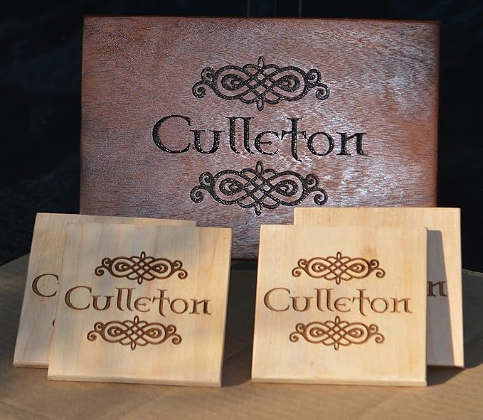 Personalized Wooden Coasters with Monogram, Wedding Date Engraved, Family Name- Choice of Wood (Celtic Name)