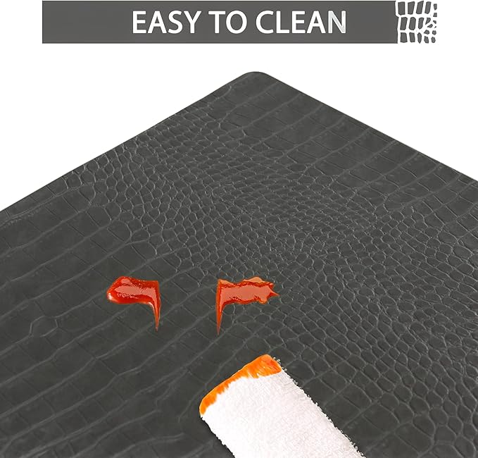 Set of 4 Faux Leather Placemats, PU Table Mats, Waterproof, Stain Resistant, Heat Resistant, Easy to Clean for Kitchen Dining Table,Conference Table