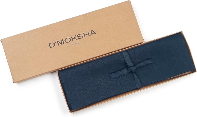 D'Moksha Homes Linen Navy Blue Placemats Set of 4-100% Pure Linen Placemats 14 x 19 Inch for Easter - Handcrafted and Machine Washable