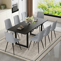 Extendable Dining Table Set for 8, 55"–71" Modern Black Kitchen Table with 8 Upholstered Chairs, Space-Saving for Living Room Apartment, Sturdy & Comfortable, Easy Assembly