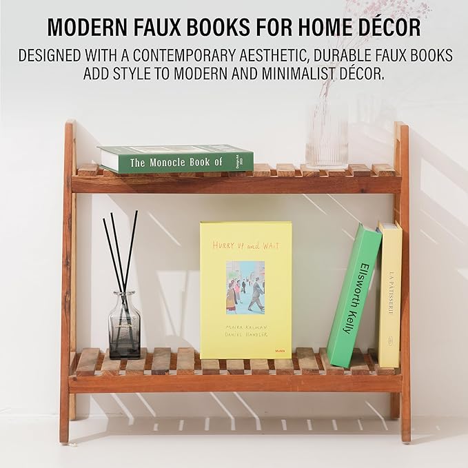 Nature Medium | 4 PCS Faux Decorative Books for Home Decor | Not Real Books (Cardboard Boxes) | Coffee Table, Shelf Styling & Modern Aesthetic Accent Pieces for Living Room, Office