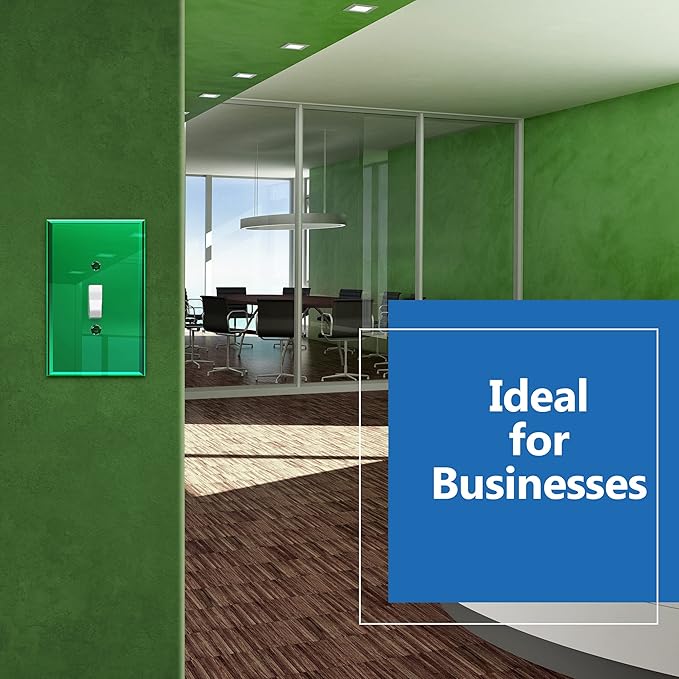 LIDER Reflective Acrylic Toggle Switch Wall Plate, Mirrored Light Switch Plate, Plexiglass Switch Cover, Acrylic Glass, Oversized 1-Gang 5.25" x 3.44", LWP-11O-AGR5P, Green, 5 Pack