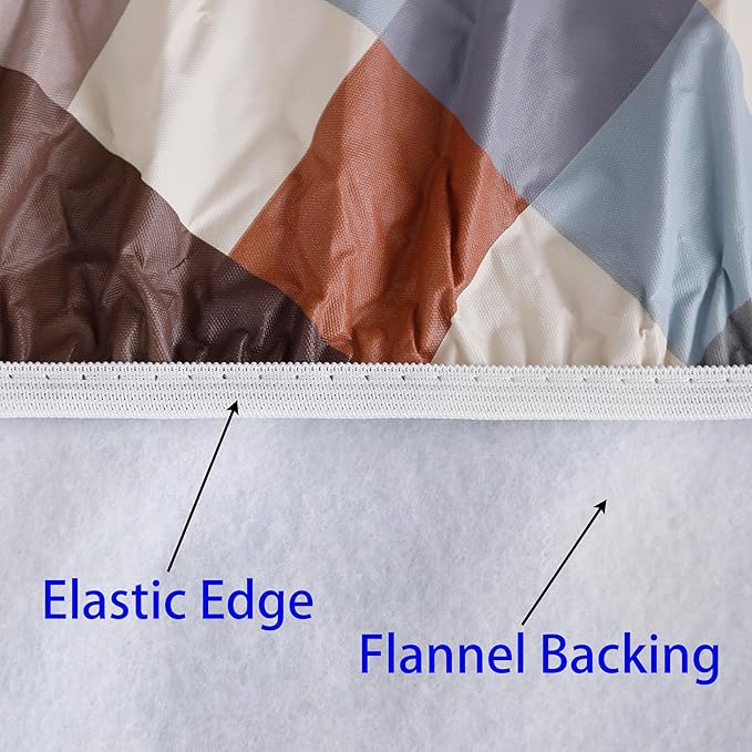 Walrus Round Vinyl Fitted Tablecloth with Flannel Backing Elastic Edge Design Table Cover Waterproof Oil-Proof PVC Table Cloth Stain-Resistant Best for 37"-44" Round