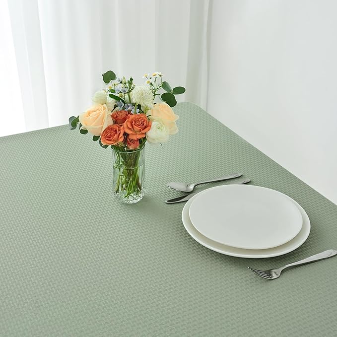 maxmill Square Jacquard Tablecloth Waterproof Spillproof Wrinkle Resistant Soft Weaved Design Table Cloth for Dinner and Party Washable Fabric Cover, Indoor Outdoor Use, 60 x 60 Inch, Sage Green