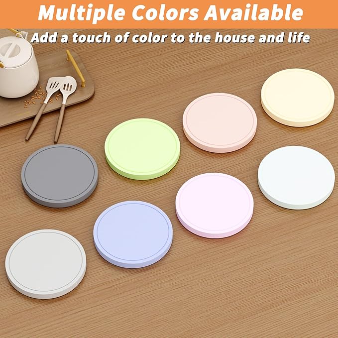 Azhou 6Pcs Drink Coasters with Holder, Silver Absorbent Coaster for Drinks, Non-Slip with Velvet Bottom, Thick Heavy Duty 4 inch Diatomaceous Earth Coasters, Ceramic Tile for Crafts