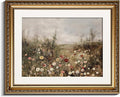 InSimSea Gold Picture Framed Wall Art, Living Room Classical Wildflower Field Meadow Flowers Canvas Print Wall Decor, Vintage Landscape Home Farmhouse Decor, Antique Paintings with Frame 13x16inch