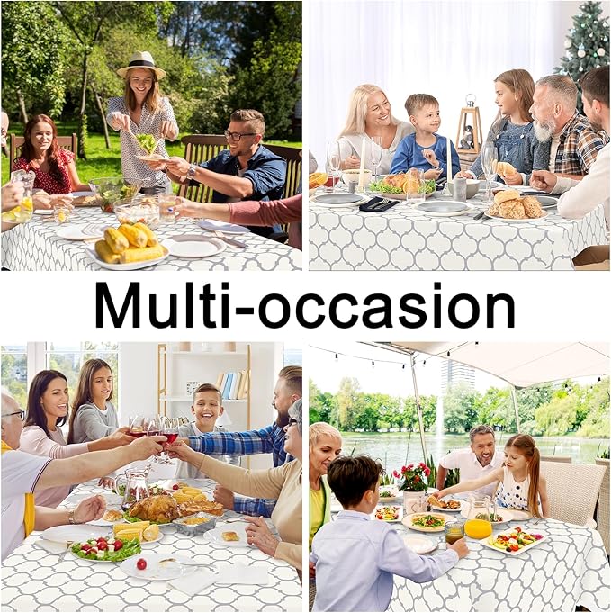 Smiry Rectangle Table Cloth, Waterproof Vinyl Tablecloth with Flannel Backing for Rectangle Tables, Wipeable Spillproof Plastic Tablecloths for Dining, Camping, Indoor and Outdoor (60"x102", Beige)