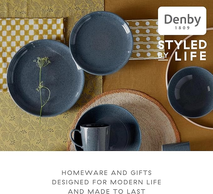 Denby - Dark Gray Speckle Dinner Plates Set of 6 - Gray Reactive Glaze, Patterned - Dishwasher, Microwave Safe Crockery 10.25" - Ceramic Stoneware Tableware - Chip & Crack Resistant