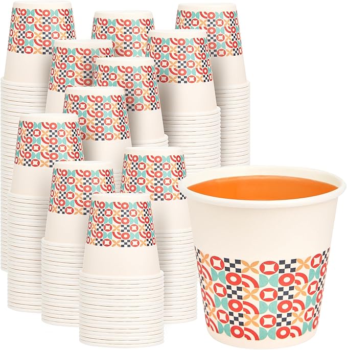 600 Pack 3 oz Bathroom Cups, Disposable Paper Cups with Rolled Rim, Small Paper Mouthwash Cup for Guest Bathrooms, Vanity & Office Use, Puzzle