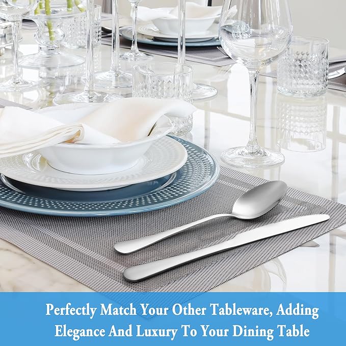 Dinner Spoon Set,16 Pcs 7.3" Tablespoons,Premium Food Grade Stainless Steel Spoons,Durable Metal Spoon,Tablespoon,Silverware Spoons Only,Mirror Finish & Dishwasher Safe,Use for Home,Restaurant
