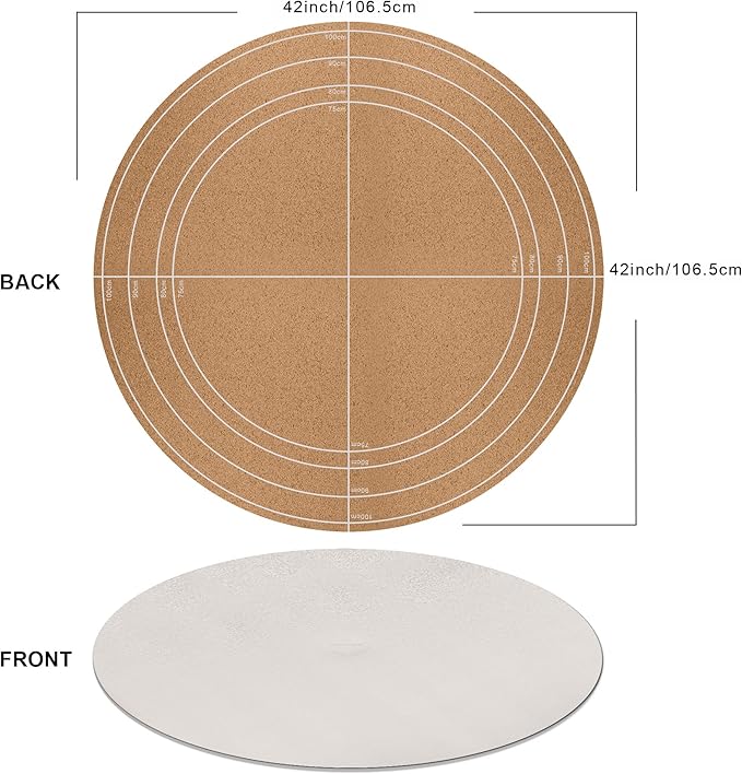 CENNBIE 42/40/36/32/30 Inches Round Table Mat - Cork Leather Placemats - Suitable as Side Dining Coffee Table Cover - Can Be Cut to Fit (Cream)