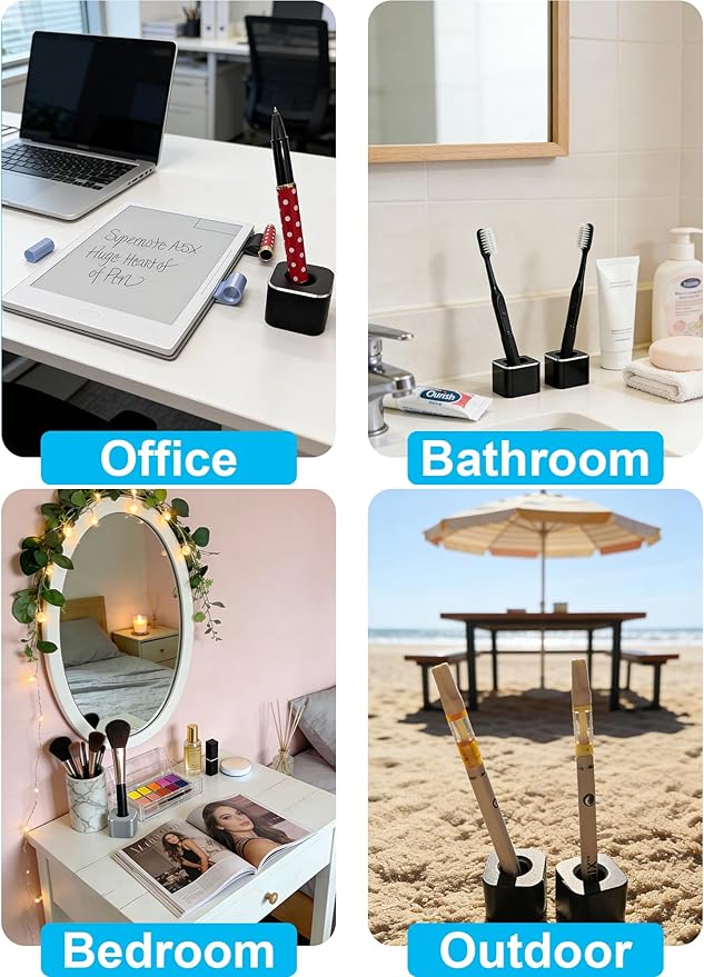 Aluminum Single Hole Pen Stand - Durable Fountain Pen Holder for Desk Display, Non - Slip Base, Minimalist Office/Home Organizer(Red,2P)