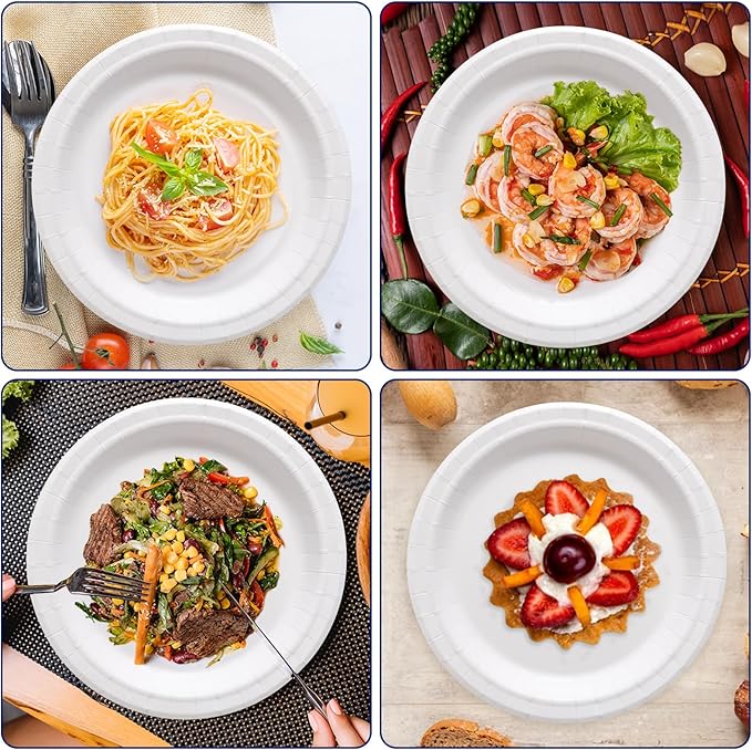 JOLLY CHEF Paper Plates 500 Count 10 inch,Soak Proof, Cut Proof, Microwave Safe Heavy Duty Paper Plates Disposable for Thanksgiving or Everyday Use