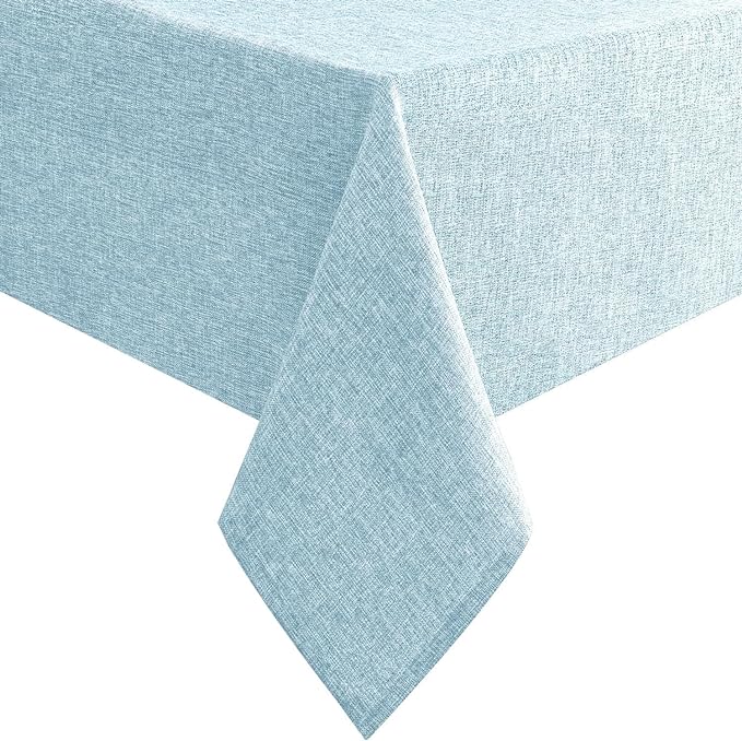 Hiasan Faux Linen Rectangle Tablecloth - Wrinkle and Stain Resistant Washable Table Cloth for Kitchen Dining Room Holiday Table Cover for Dinner, Lux Slate Blue, 54 x 108 Inch