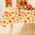 Smiry Fall Rectangle Table Cloth, Waterproof Vinyl Tablecloth with Flannel Backing, Wipeable Autumn Leaves Plastic Tablecloths for Harvest and Thanksgiving Parties, (60"x140", Rust & Yellow)