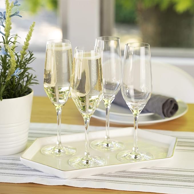 Spiegelau Style Champagne Flutes, Elegant Crystal Champagne Glasses Gift Set, Perfect for Prosecco, Sparkling Rose, Mocktails, Home Bar Accessories, Housewarming, Wedding Gifts, 8.5 oz, Set of 4