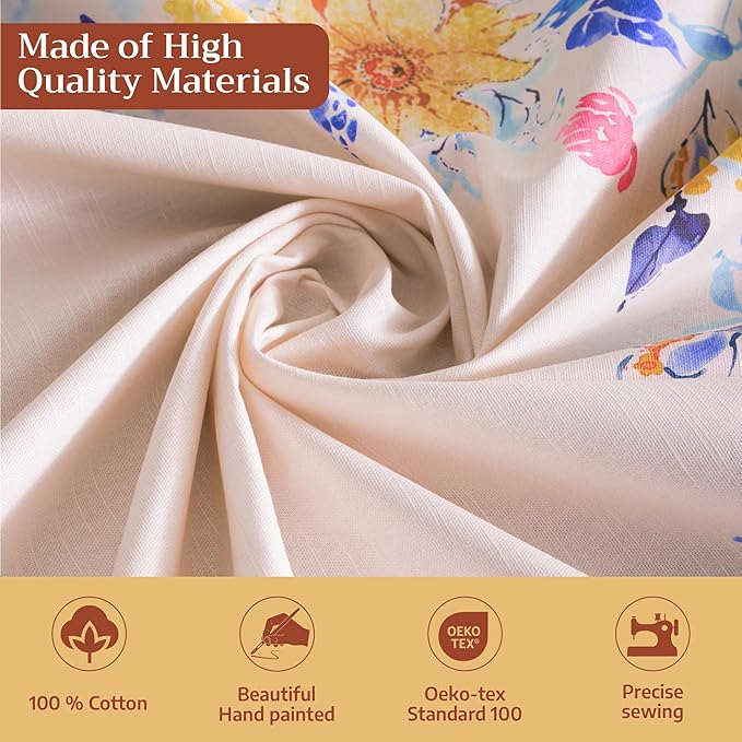 Maison d' Hermine Table Cloth Rectangle Table 100% Cotton 70 x 90 Inches Tablecloth Reusable Decorative for Dining Room Farmhouse Home Valentines Day Decorations Spring Summer - Girassol