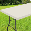 Smiry Rectangle Tablecloth, Elastic Fitted Flannel Backed Vinyl Tablecloths for 4ft Folding Tables, Waterproof Wipeable Table Covers for Indoor, Outdoor, Picnic and Camping (Beige, 24"x48")