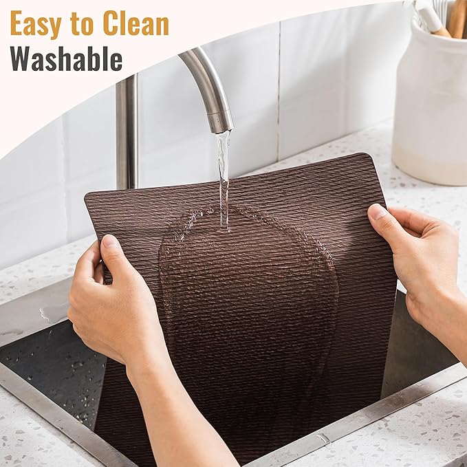 Jovono Faux Leather Placemats Set of 8, Waterproof Washable Table Mats, Easy-Clean Heat Resistant Kitchen Vinyl Place Mat for Dining Table, Restaurant, Indoor, 17.8"x11.8", Coffee
