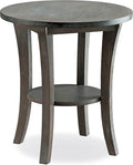 Leick Home 10302-RG Rustic Wire Brushed Driftwood Round Side Table with Shelf, Rustic Gray
