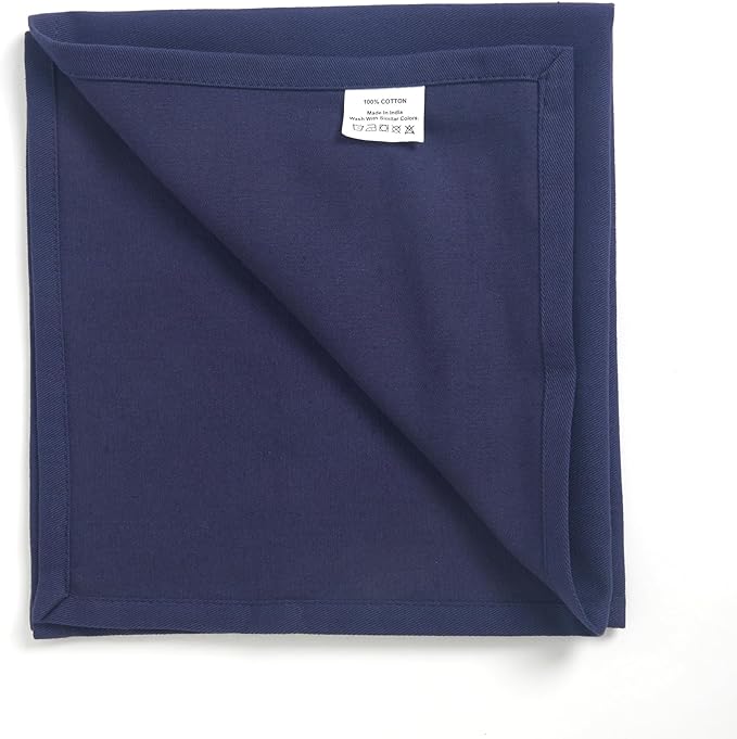 Accent Home 100% Cotton Napkins, Delicate Cloth Napkins for Dinners, Parties and Weddings，18 x 18 Inch Set of 6 - Navy