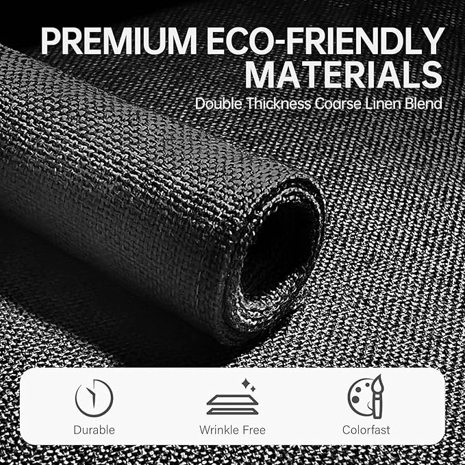 Blue Forest Placemats Set of 6, Dual-Layered Thickened Faux Linen Table Mats Heat Resistant Machine Washable Wrinkle Free Place Mats for Kitchen Dining Outdoor/Indoor (Black)